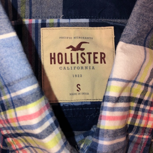 Men’s Hollister Small Logo Plaid Long Sleeve Button Up Shirt Size Small Multi - Picture 4 of 6